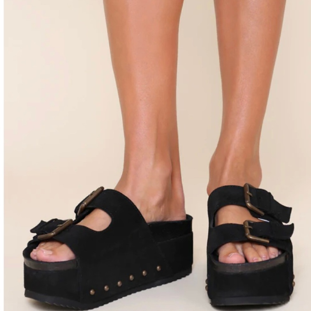 COOPER 2 PLATFORM SLIDE - BLACK SUEDE By INTENTIONALLY  size 37